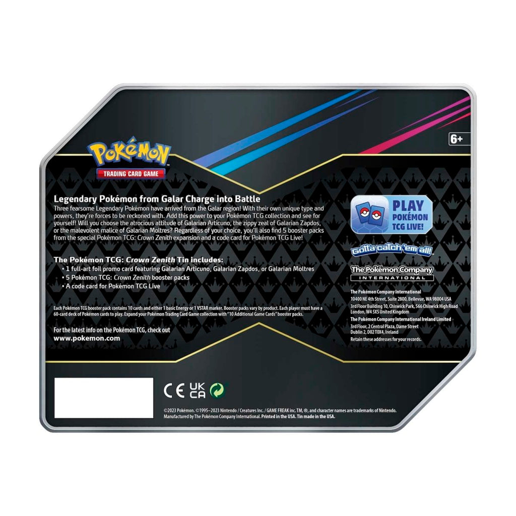 Pokemon Crown Zenith Tin (Galarian Zapdos)